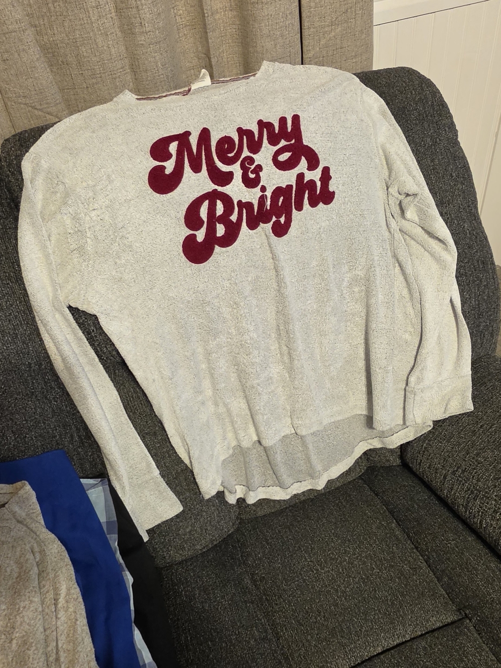 Women's Grey 'Merry & Bright' Crewneck Holiday Sweater